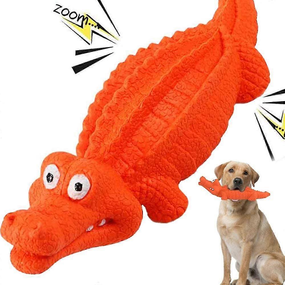 Dog Squeaky Toys Dog Chew Crocodile Interactive Toys Durable Rubber Training Toy (red)