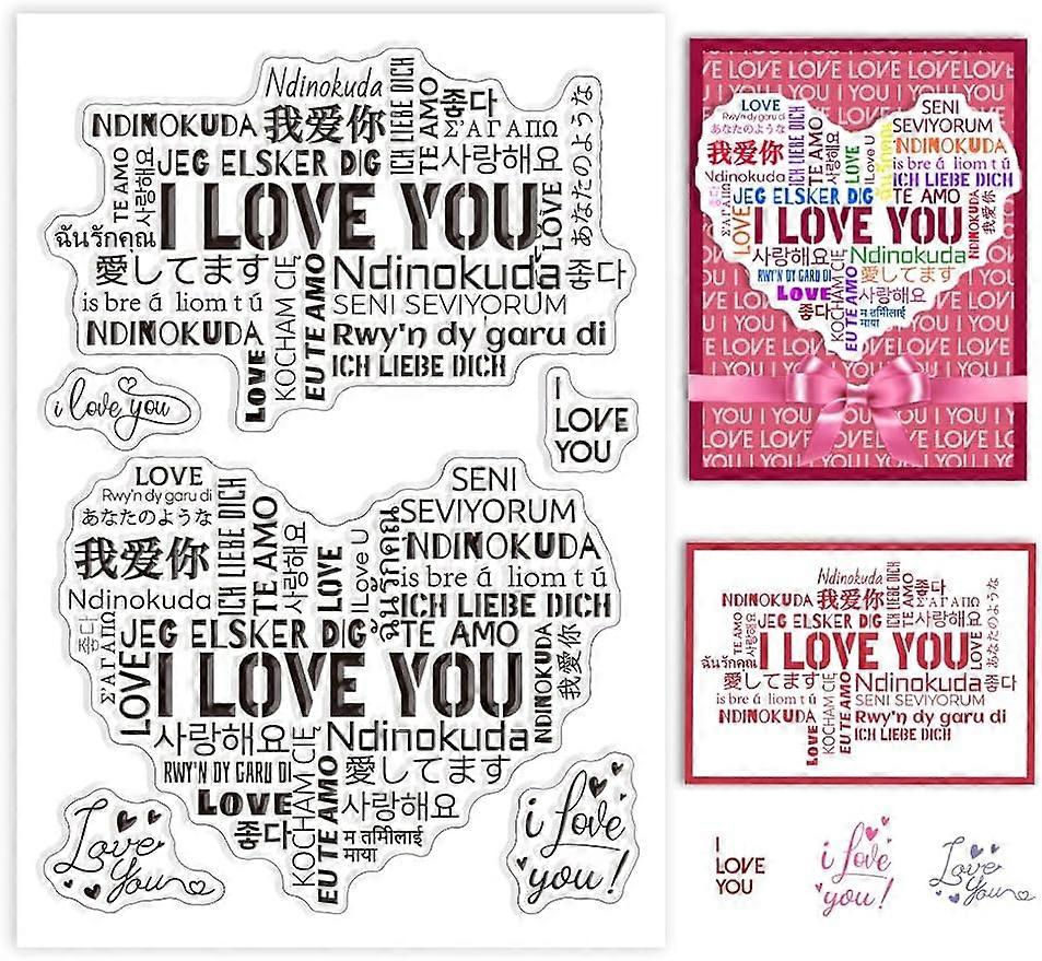 1Sheet I Love You Text Love Silicone Clear Stamp