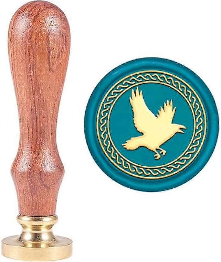 1pc Crow Wax Seal Stamp 25mm Animal Retro Removable Brass Stamp Head with Wood Handle Great