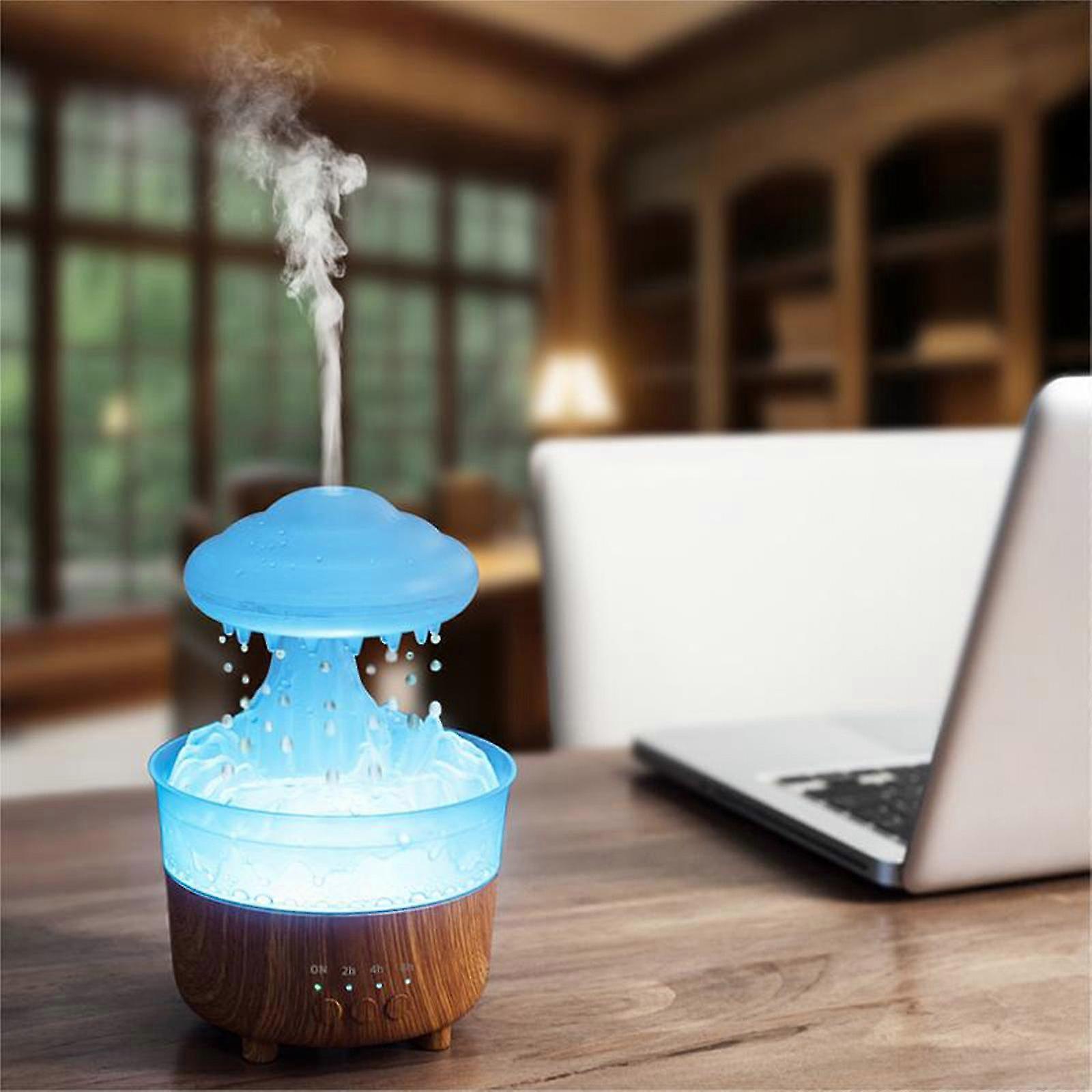 Humidifier Colorful Raindrops, Rain Clouds, Humidifiers, Household Tabletops, Bedrooms, And Wood Grain Aromatherapy Machines