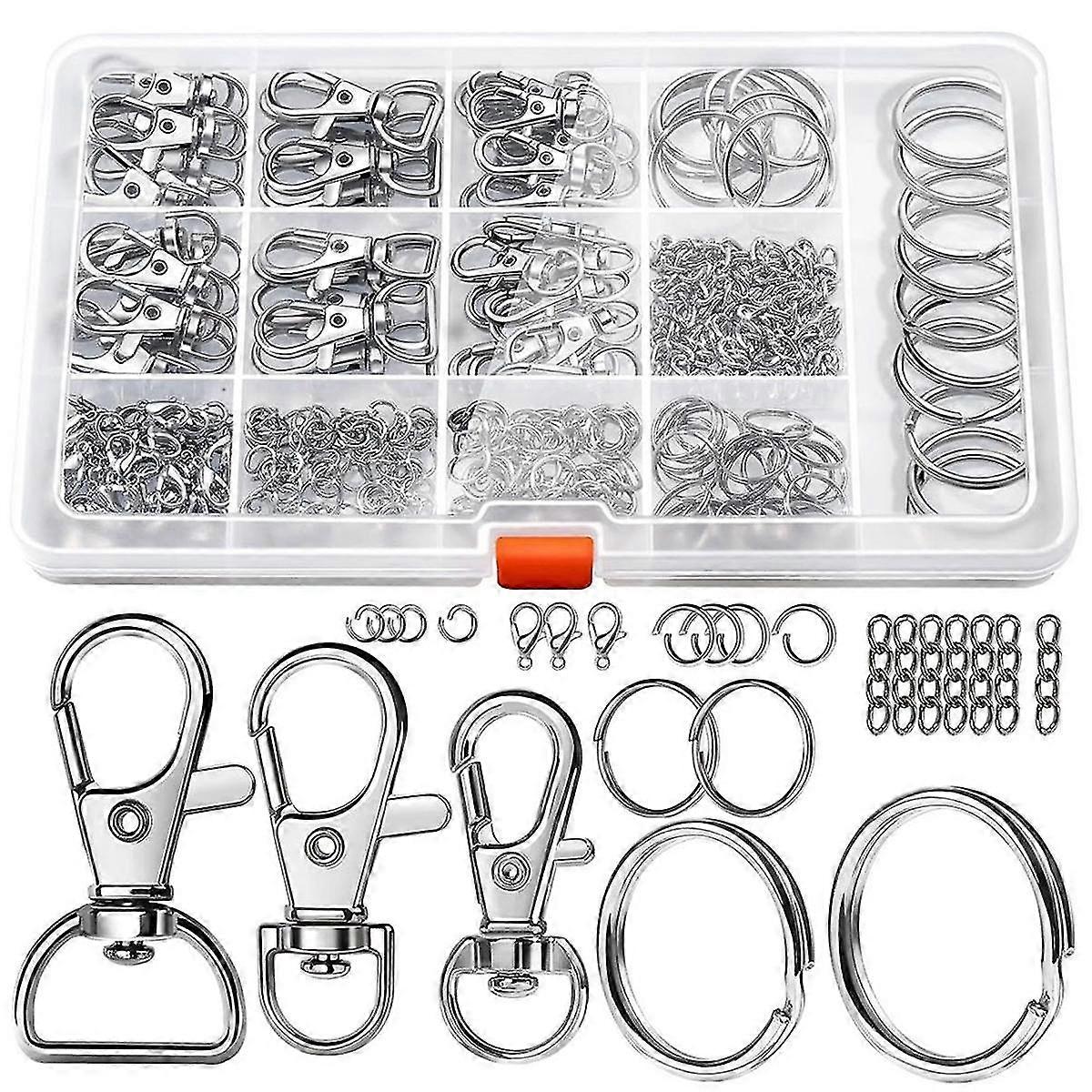 265pcs Metal Lobster Claw Clasp With Key Ring For Crafts, Lanyard Clips Snap Hook, Swivel Clasps Clip