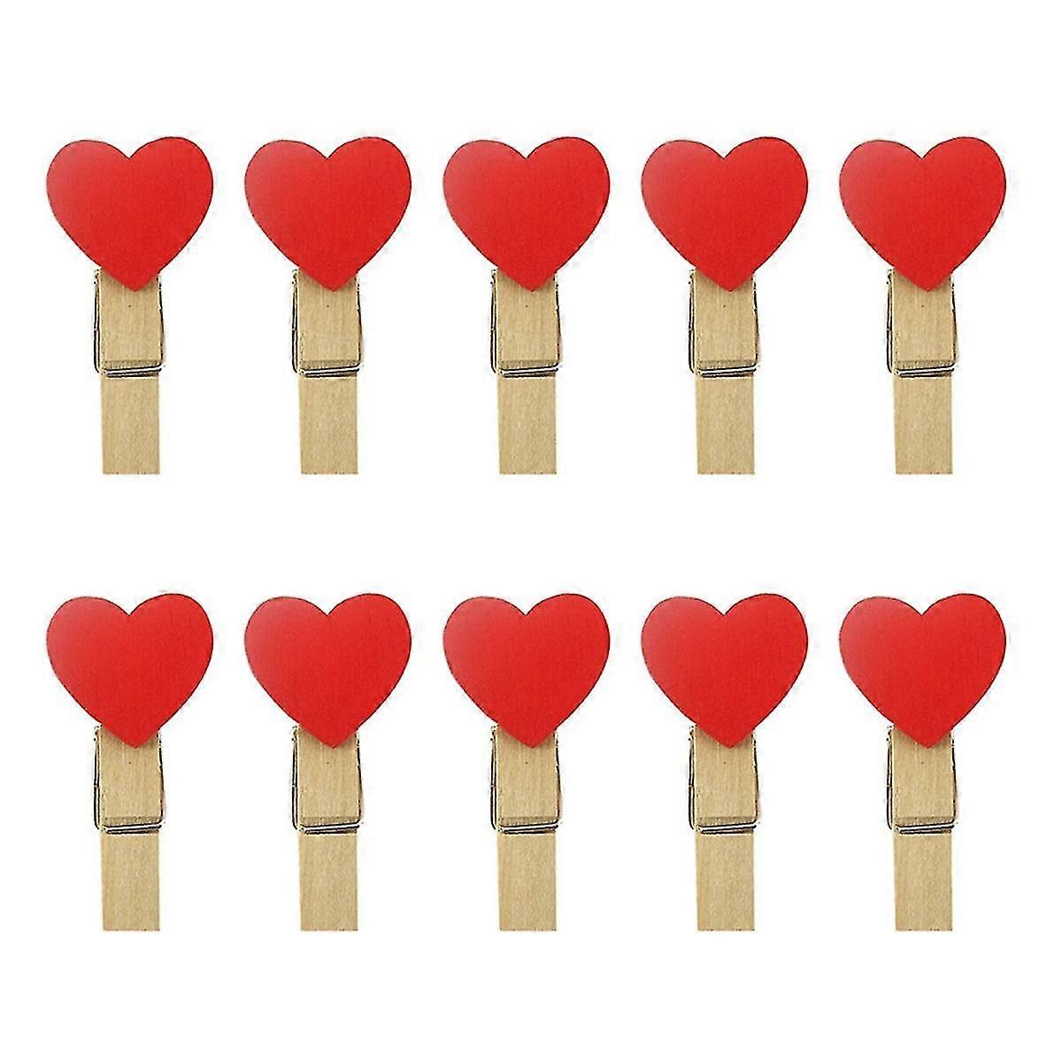 Heart Love Wooden Clothes Photo Paper Peg Pin Mini Clothespin Postcard Clips Home Wedding Valentine's Day Decorati