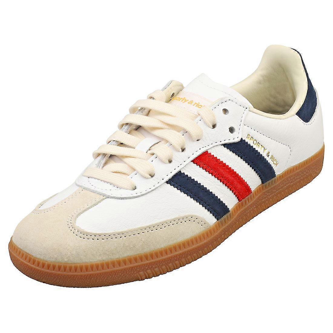 adidas Samba Og Sportyrich 男士时尚运动鞋,白色海军蓝