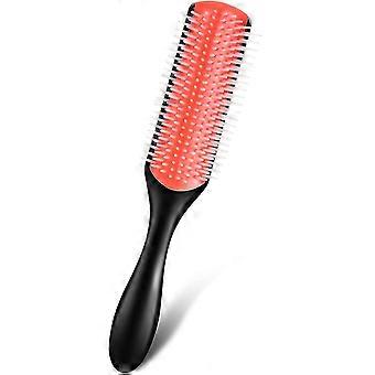 2024 9-row Cushion Nylon Bristle Styling Brushes With Anti-static Rubber Pad Massage Hair Brush For Separating, Defining Curls