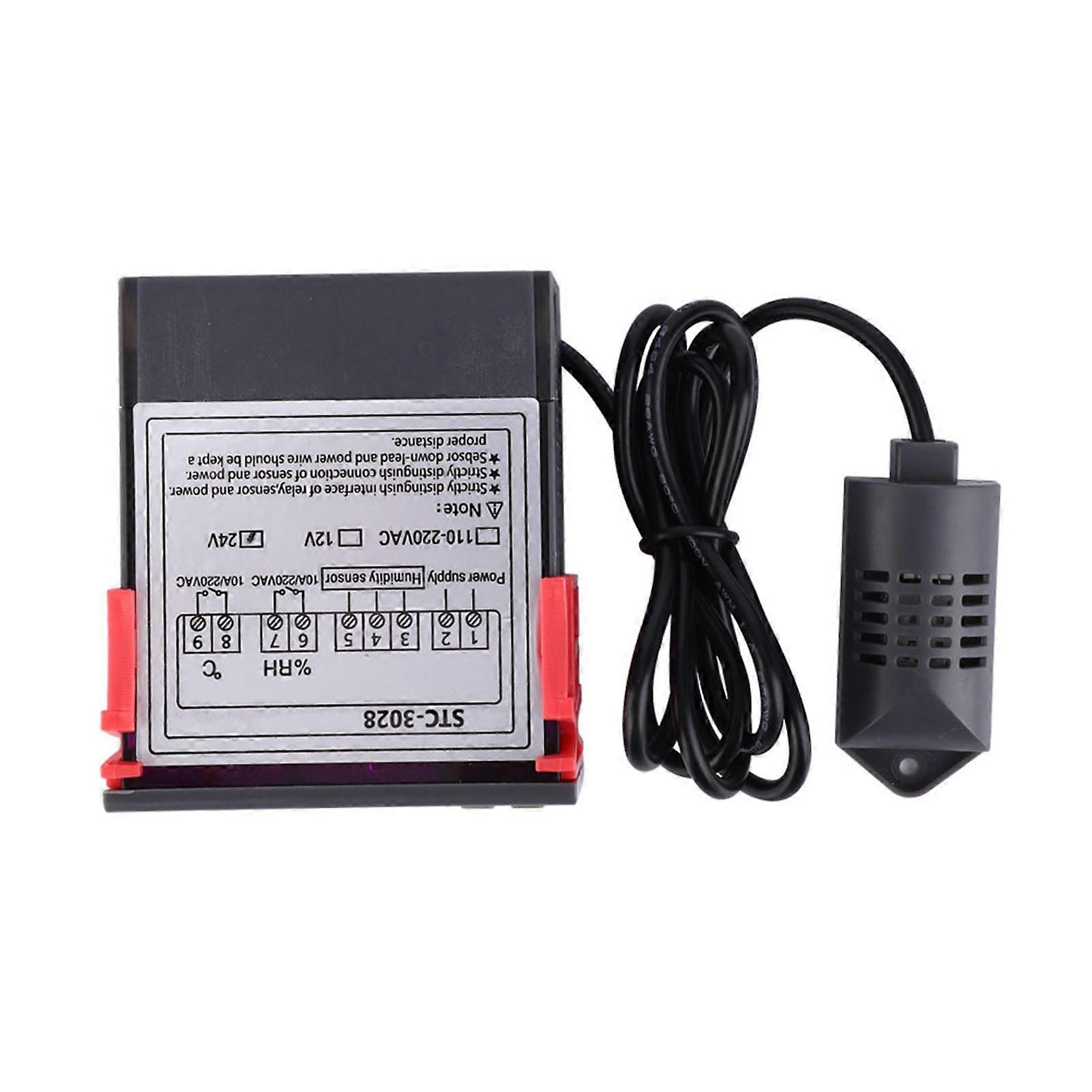STC-3028 Digital Display Temperature and Humidity Controller Meter with Integrated Sensor (24V)