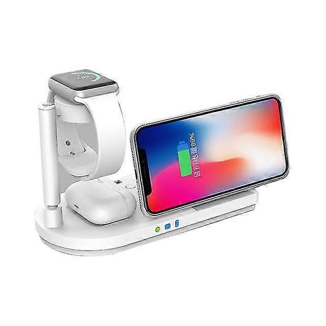 4 In 1 10w wireless charging station for iphone 12 /13 pro max for airpods iwatch series folding wireless charger desk lamp
