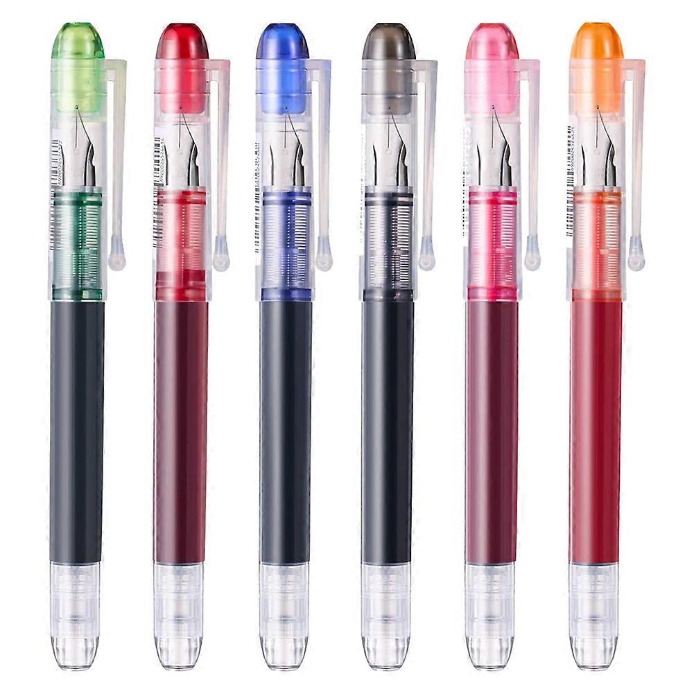 6 Pieces of Multi-Color Disposable Pens, Used for Sketching, Diary, Calligraphy, Smooth Writing Off