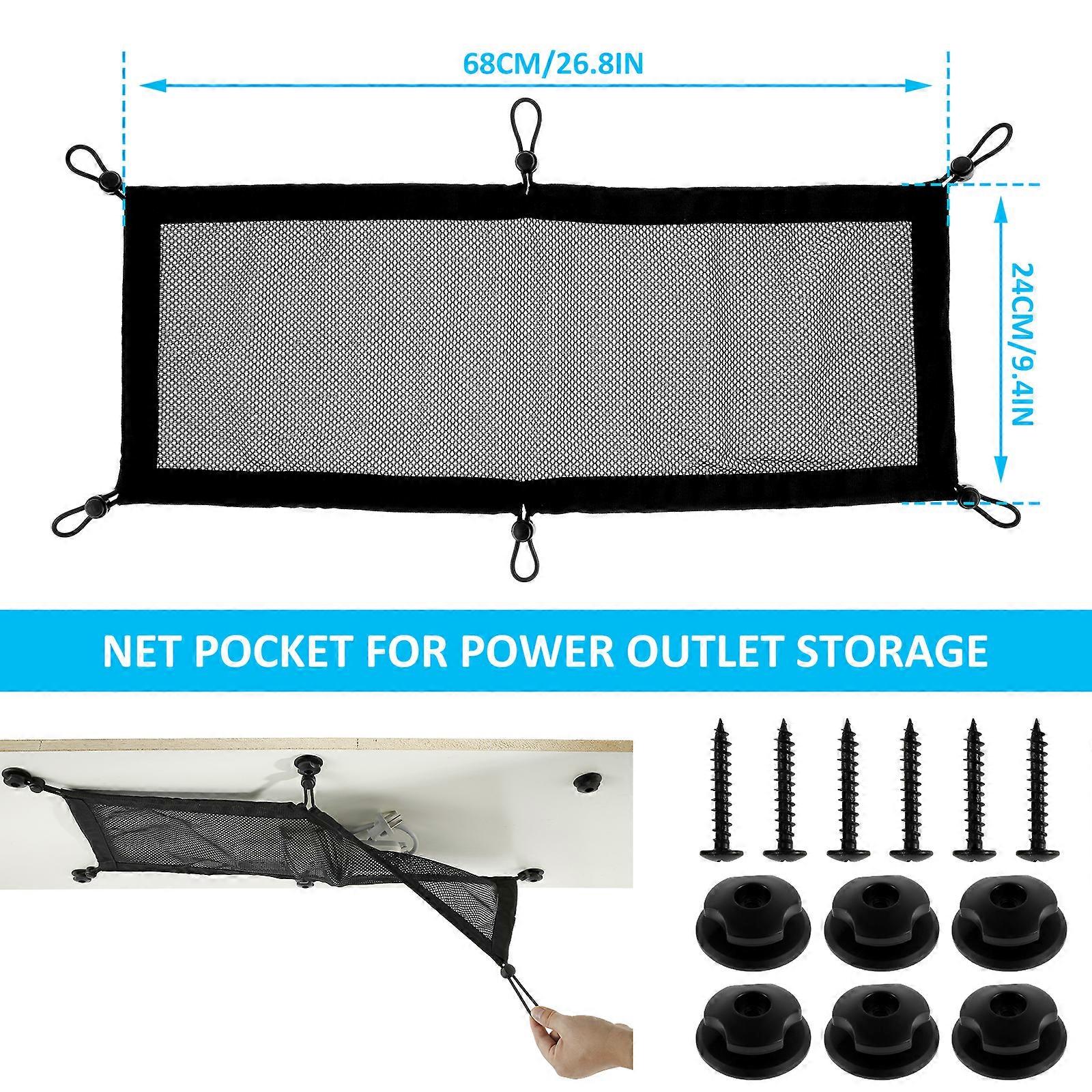 Cable Organizer Net Under Desk Large Capacity Adjustable Wire Management Storage Holder for Home Office Workbench Table Desk