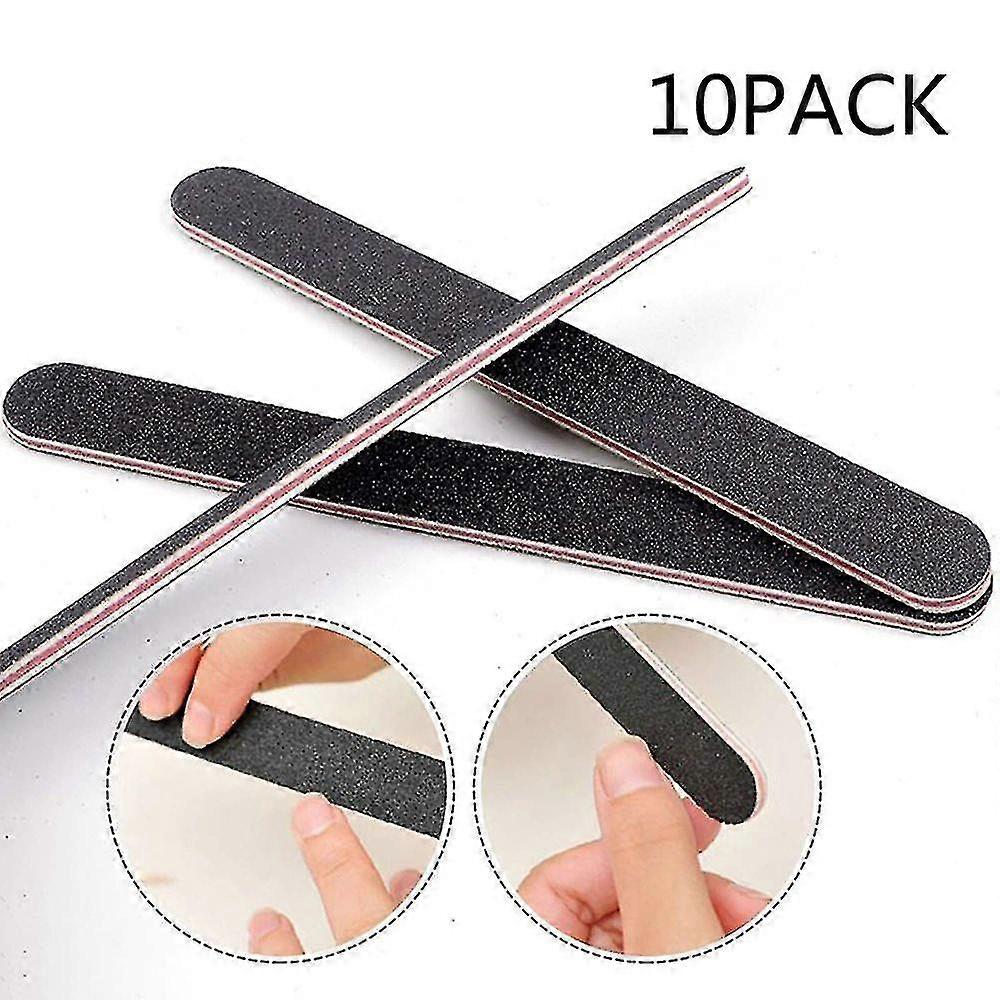 File 10 Pcs Professional Double Sided 100/180 Grit  Files Emery Board Black Manicure Pedicure Tool And   Ing Files