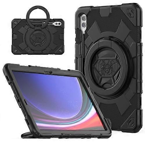 For Samsung Galaxy Tab S9+ Spider Rotation Handle Silicone Hybrid PC Tablet Case