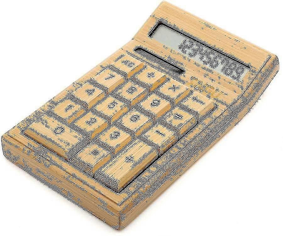Bamboo Wooden Solar Calculators Standard Function Desktop Calculator With 12-digit Large Display