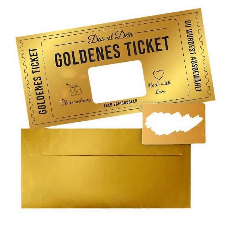Golden Ticket Scratch Free Wish Voucher Voucher to Fill Yourself | Gift Card for Christmas | Birthday Card Golden Ticket with Envelope | Gift Idea for
