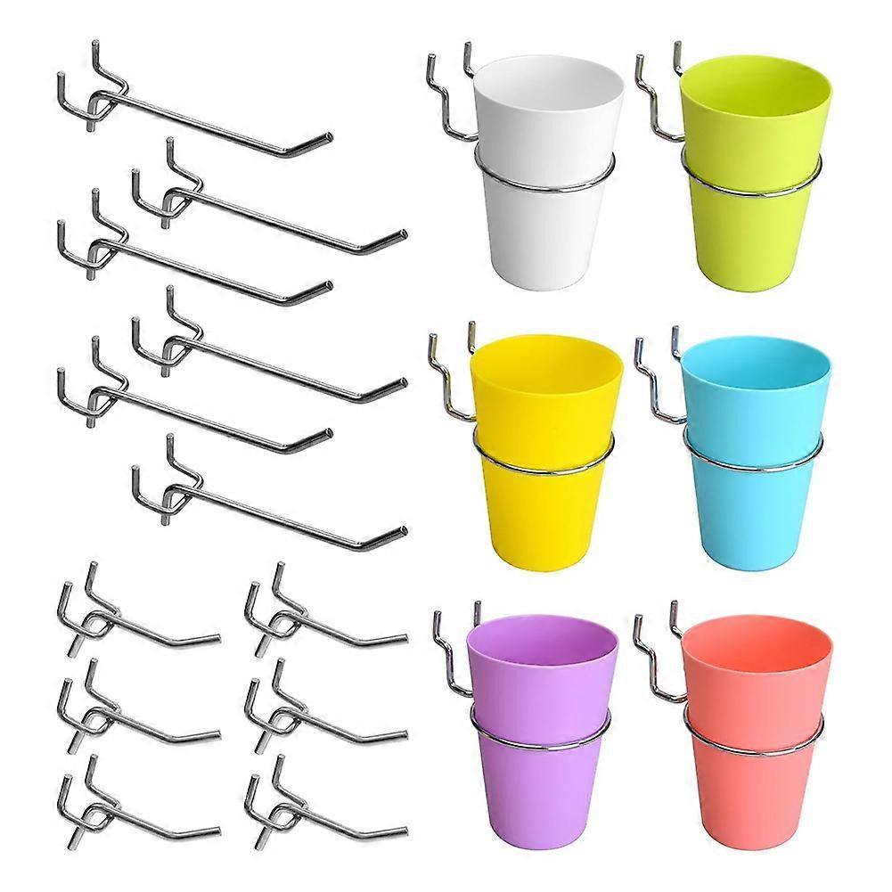 Pegboard Hook Cup Accessory -18Pieces Pegboard Display 5.1 & 4 Inch Flat Holder Small Hanging Cup f