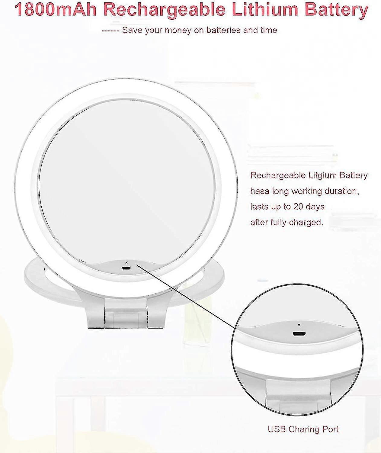 Two-sided Lighted Makeup Mirror With Lights Rotatable1x10x Magnification Mirror-daylight Vanity Mirror With Lights
