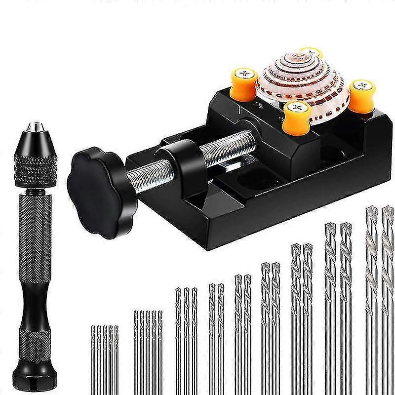 27-piece Hand Drill Set, Including Hand Drill Vise, Twist Drill Bit And Vise For Diy Sculpture