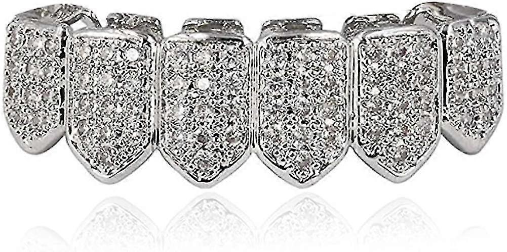 18k kullattu makropäällyste cz jäinen grilli ylimääräisillä listatangoilla, hopeapohja