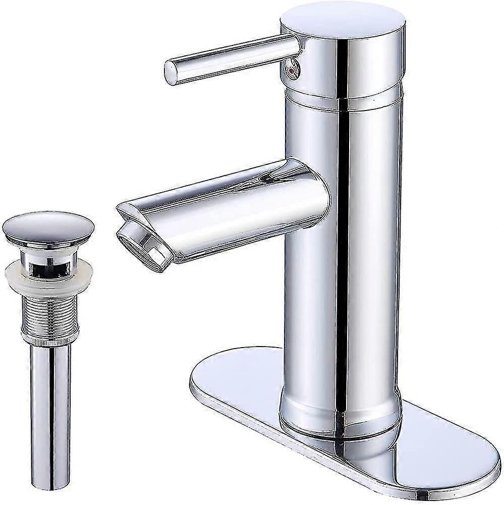 Chrome-plated Bathroom Vanity Sink Faucet Single Handle Single Hole 1 Hole 3 Hole