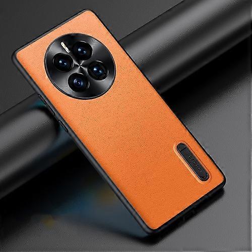 For Huawei Mate 50 Folding Holder Plain Leather Phone Case