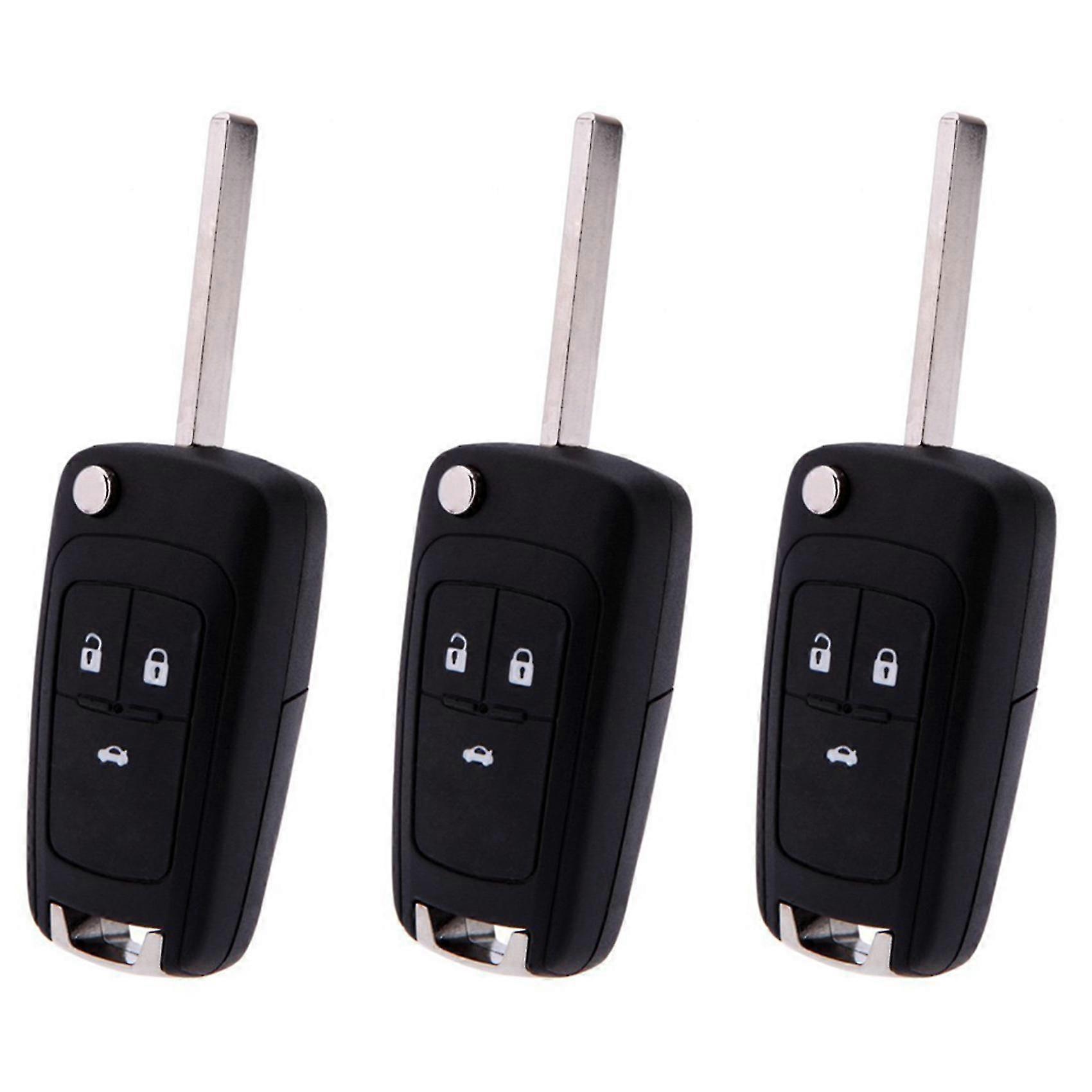 3x Replacement 3 Buttons Keyless Entry Remote Flip Folding Key Fob Case Shell Cover For