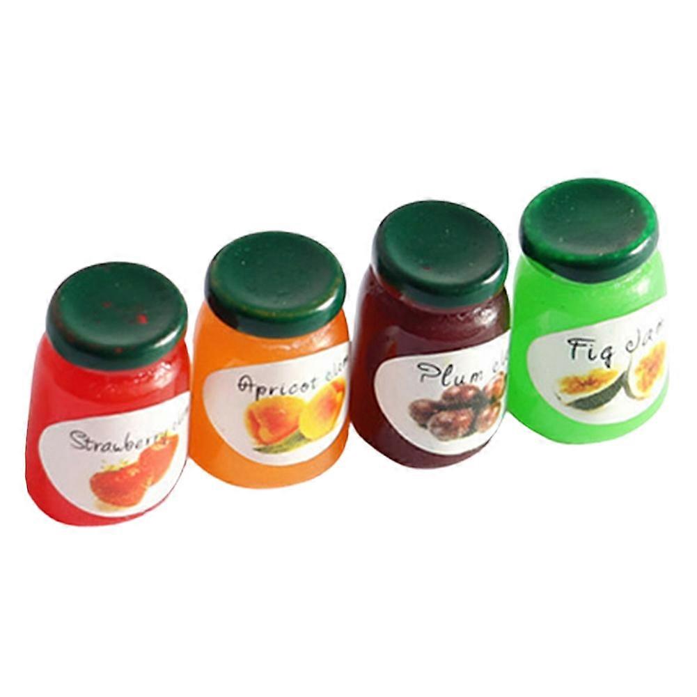 4Pcs Dollhouse Miniature Simulation Mini Jam Food Play Scene Ornaments Decor