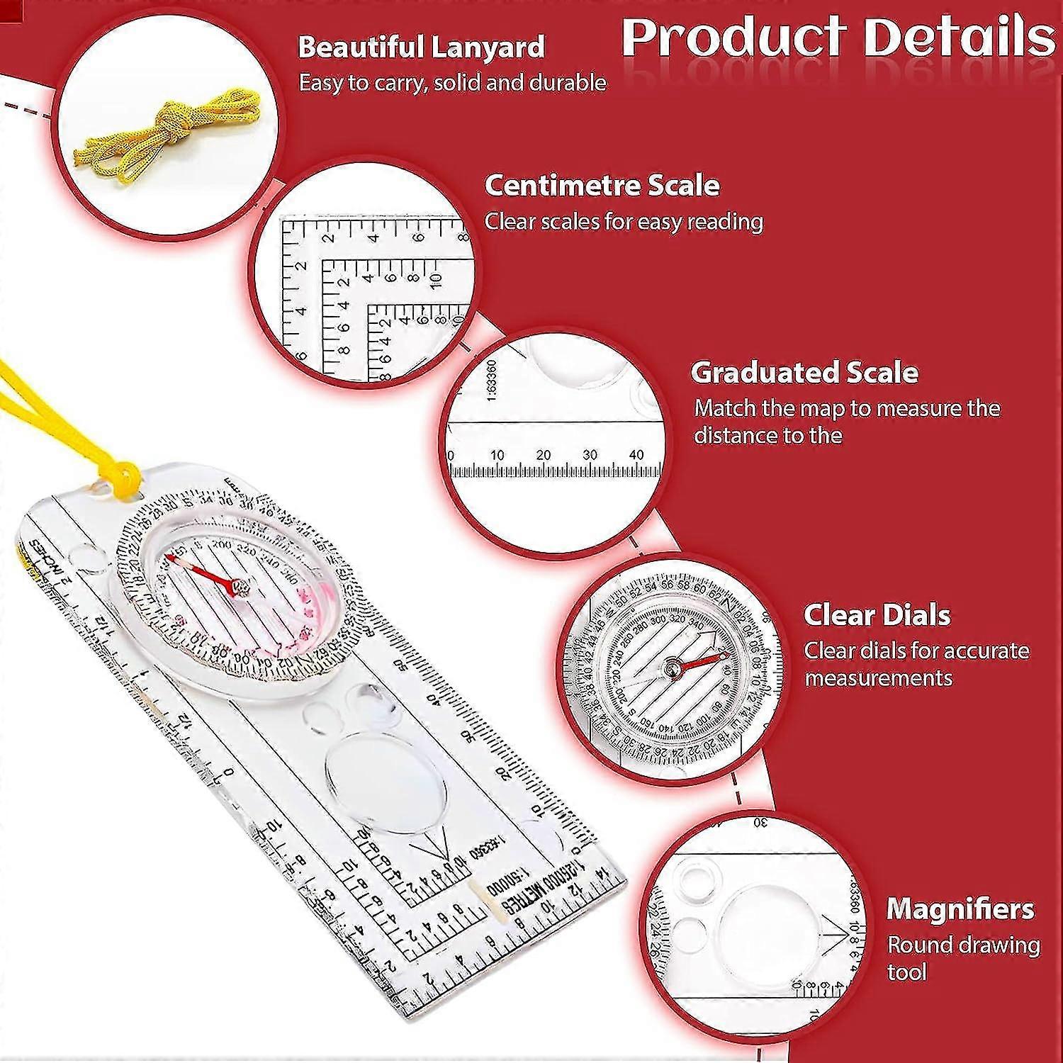 Navigation Compass, Orienteering Compass Portable Walking Compass Adjustable Declination Explorer Compass Waterproof Navigation Compass