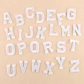 26pcs patchs alphabet anglais, patchs en tissu brodé blanc
