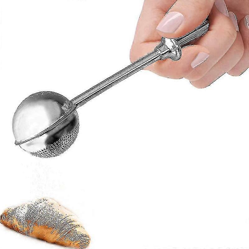 Flour Duster For Baking, With Spring Handle, One-handed Operation, Stainless Steel Pick Up And Dust Flour Sifter, Dusting Wand Starlight