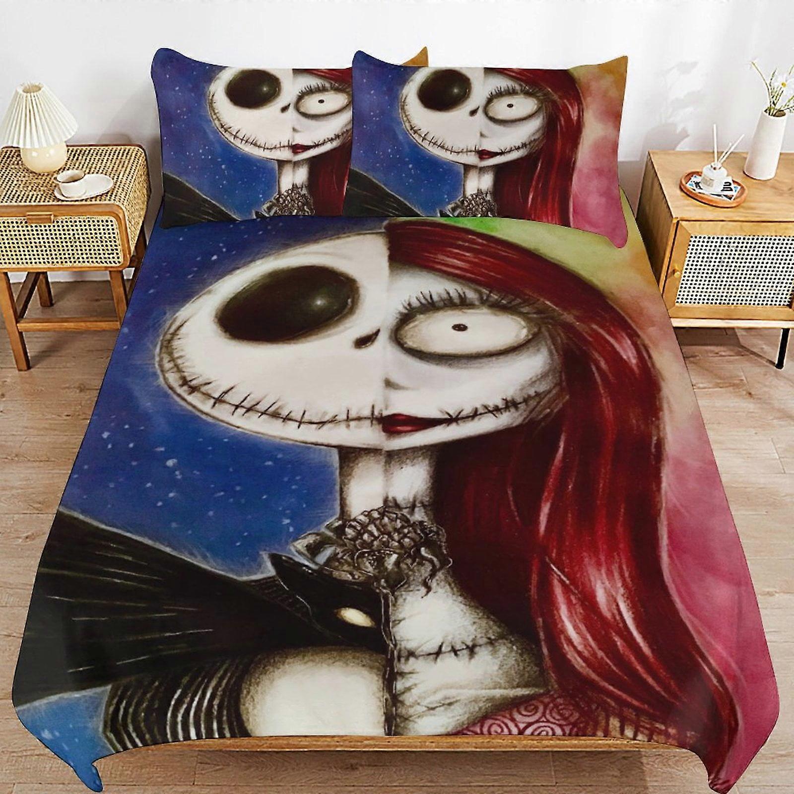 v4418  Bed Sheets Bedding Nightmare-Before-Christmas 3 PCS Comfort Set with 2 Pillowcases,Nightmare-Before-Christmas Bedding Set Sheet Set for Kids Ad