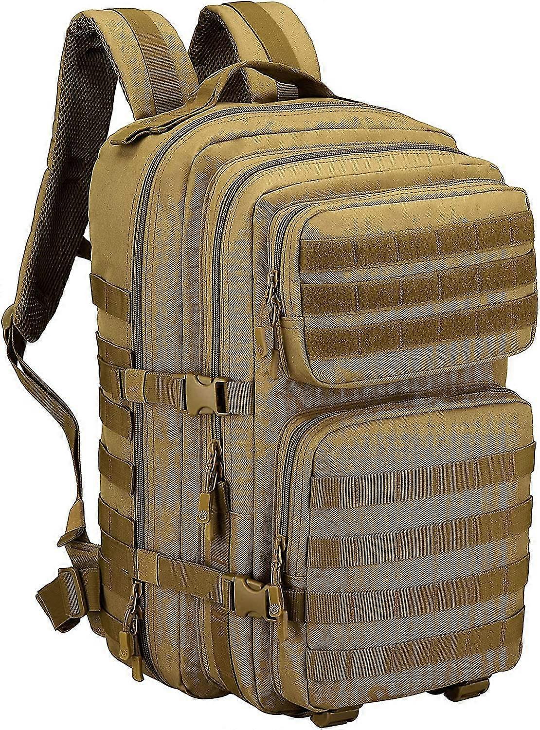 45lミリタリータクティカルバックパックアサルトパックモールリュックサックハイキングキャンプ旅行トレッキングブラウン用大型ラップトップバッグ