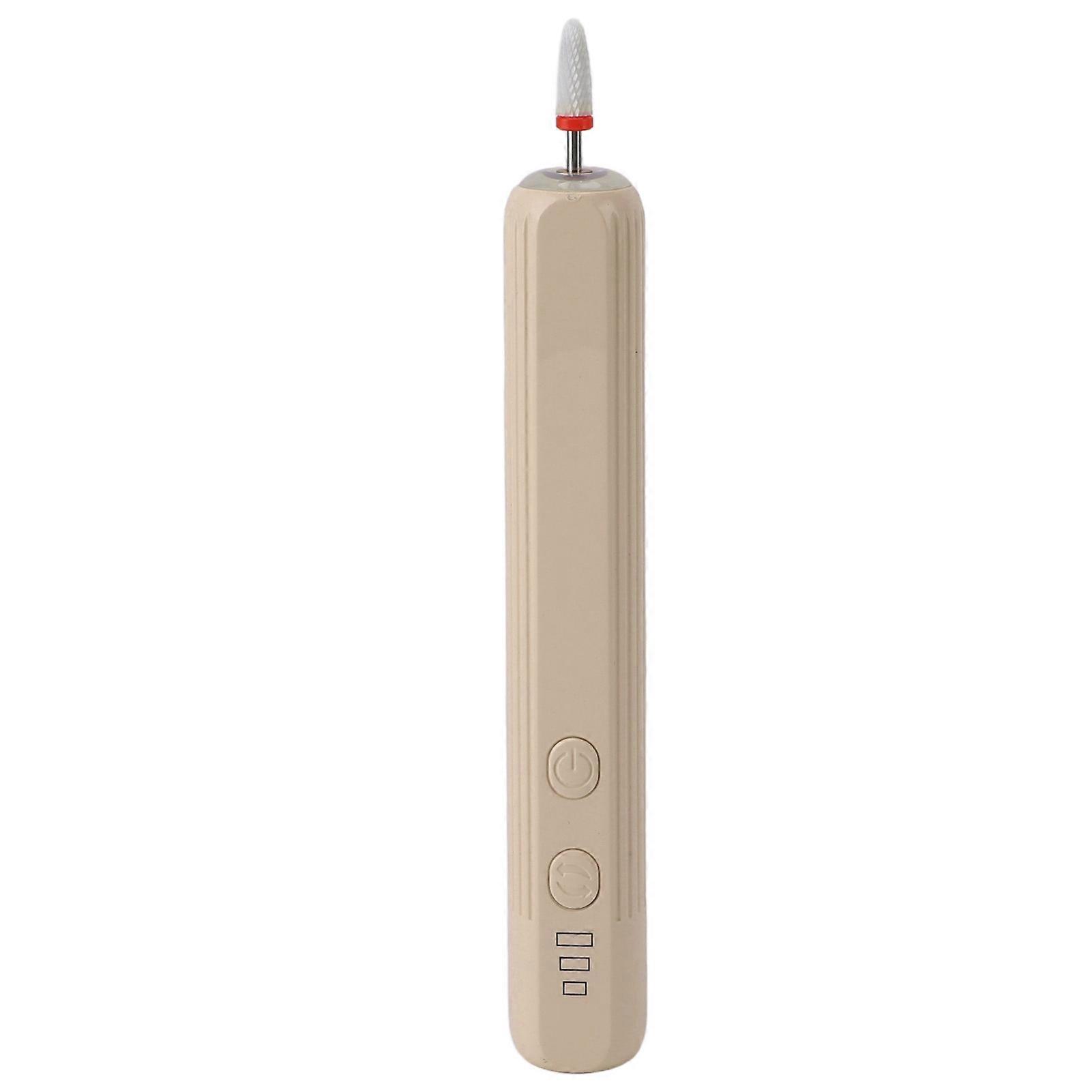 30000RPM Portable Electric Nail Drill with LED Light Professional Manicure Pedicure Polishing Shape Tools for Home Salon Use Khaki