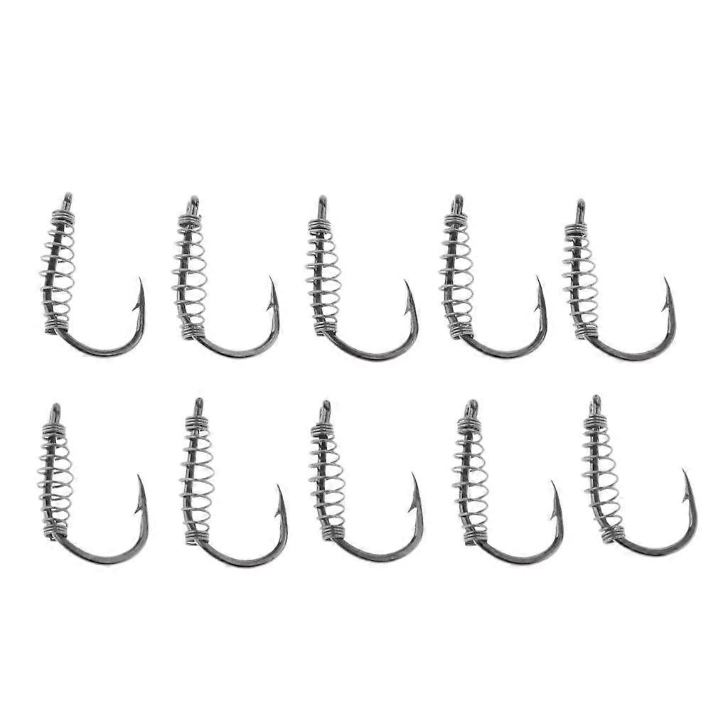 10pcs Spring Barbed Fishing Hooks with Hole Carp Jig Fishhook Hook Size 8
