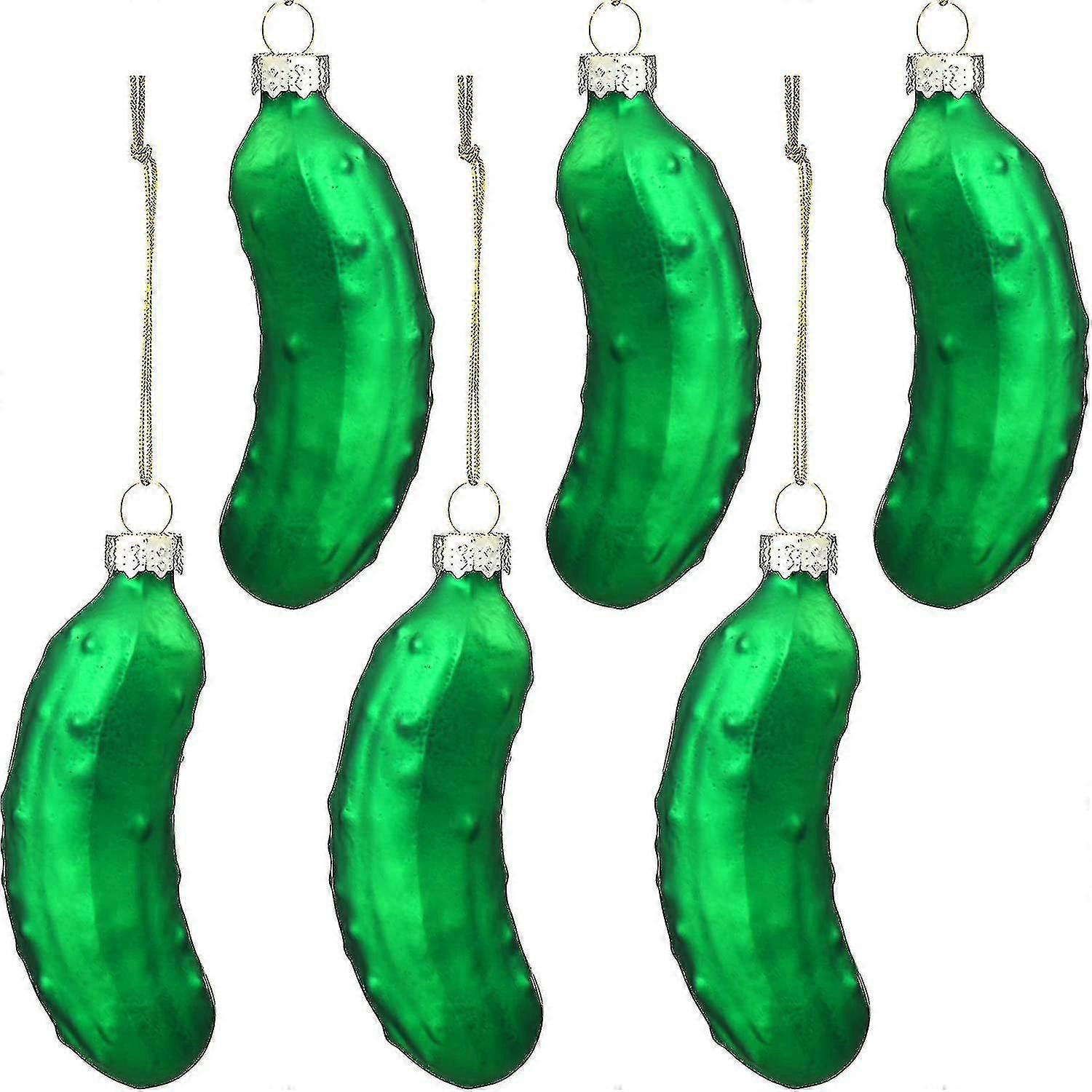 クリスマスツリーのための6ピースクリスマスピクルスオーナメント甘いピクルス吹きガラスクリスマスオーナメント