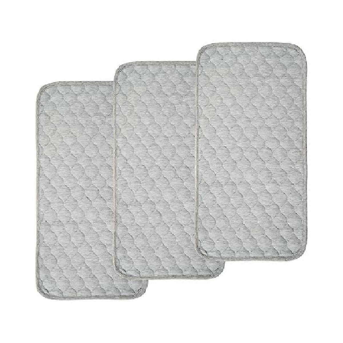 Baby Diaper Pads Bamboo Quilted Thicker Waterproof Changing Pad Liners, 3 Count Gray