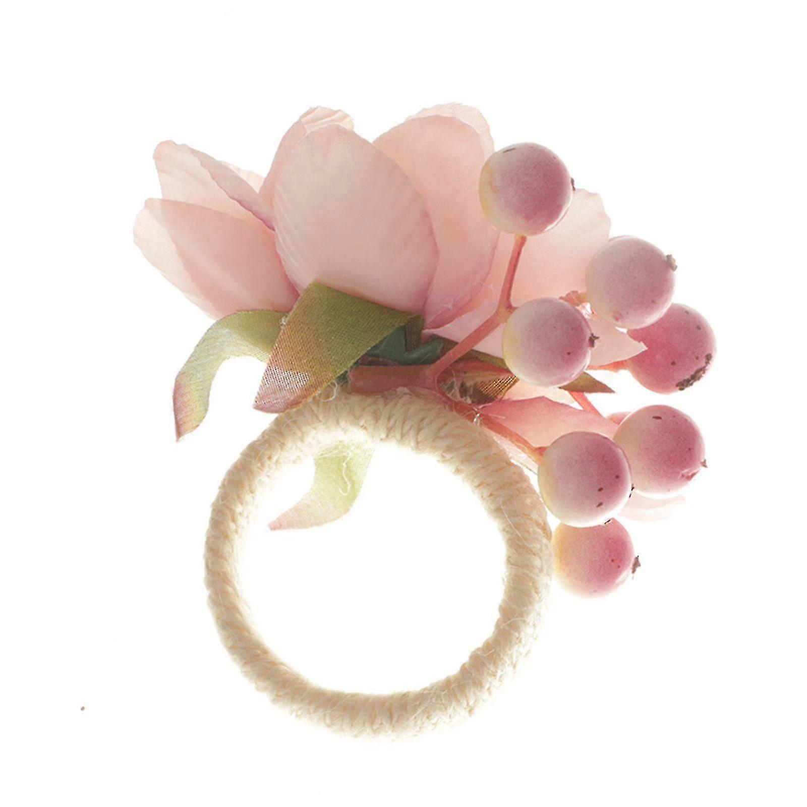 Porta-guardanapos com flores de rosas, porta-guardanapos com flores artificiais, fivelas para guardanapos