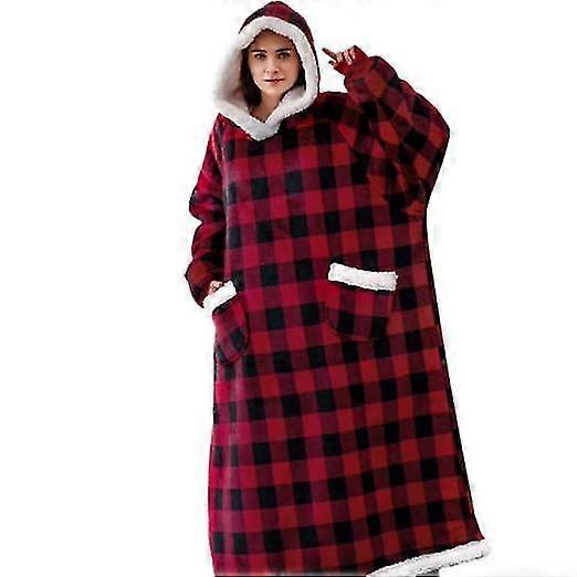 Flannel Wearable Blanket With Sleeves Soft And Warm Sherpa Blanket