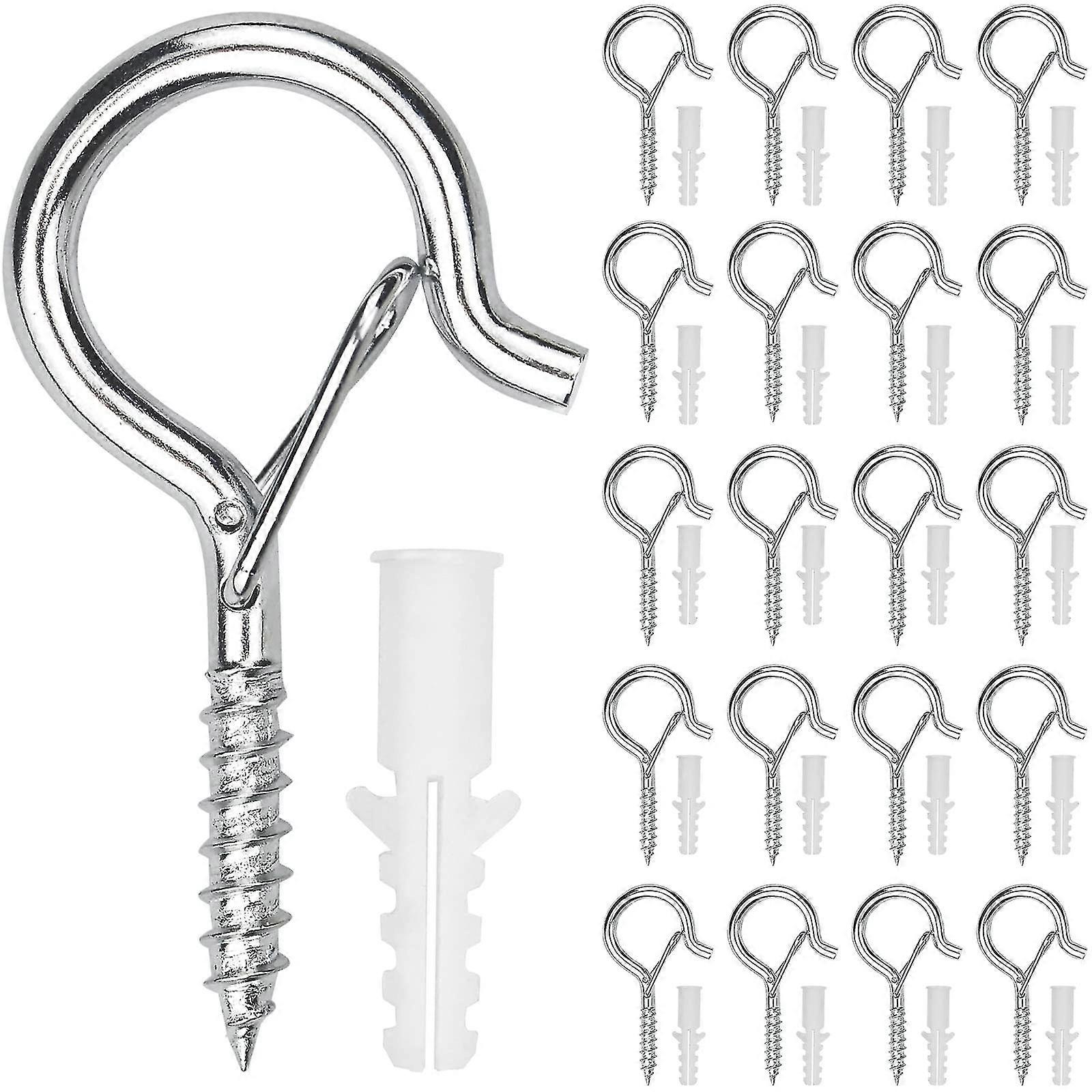 Jojofuny 20 Pack Heavy Duty Screw Hooks For Outdoor String Lights - Wall & Ceiling Hooks With Screws