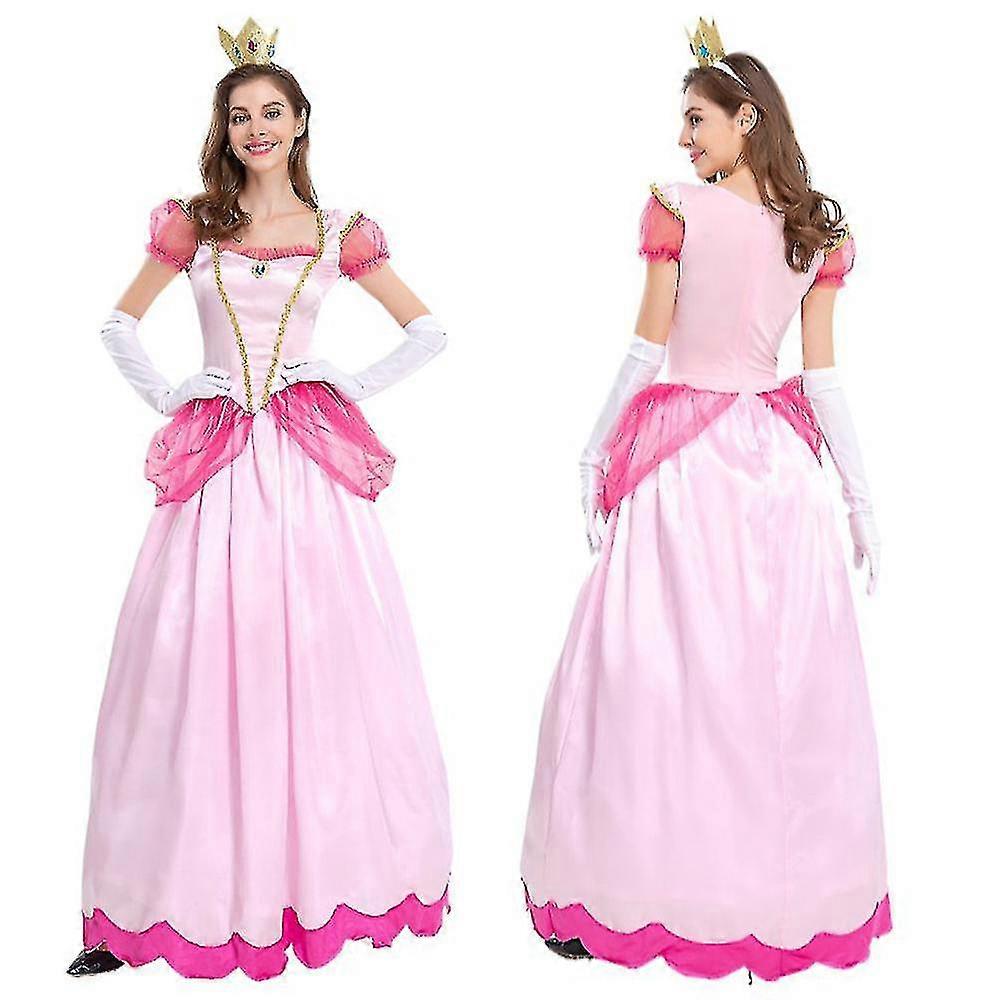 Super Mario Princess Peach Deluxe Costume Cosplay Pink Princess