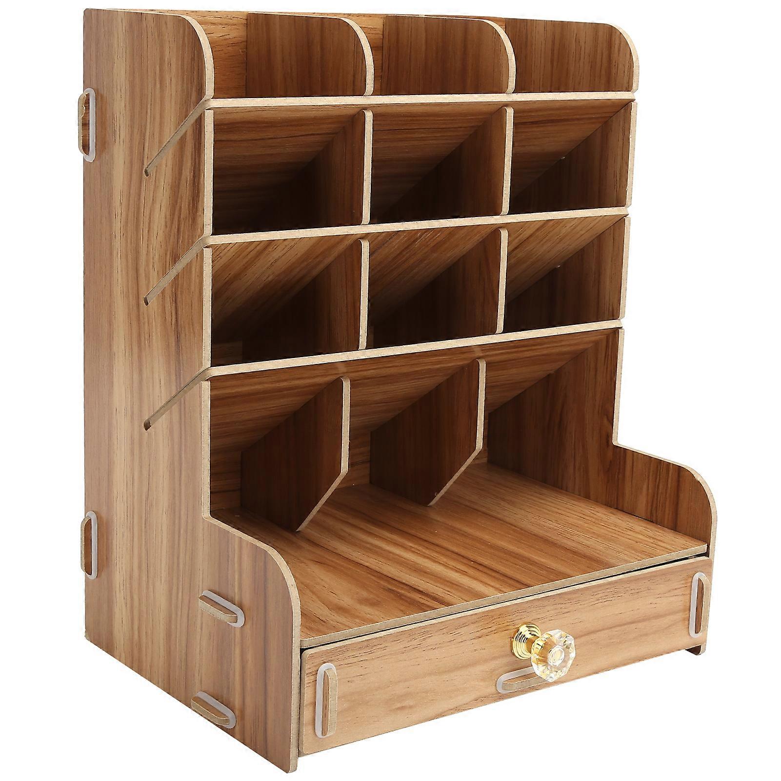 رف كتب سطح المكتب من خشب الكرز مع حامل قلم متعدد الوظائف لتنظيم المكاتب المنزلية