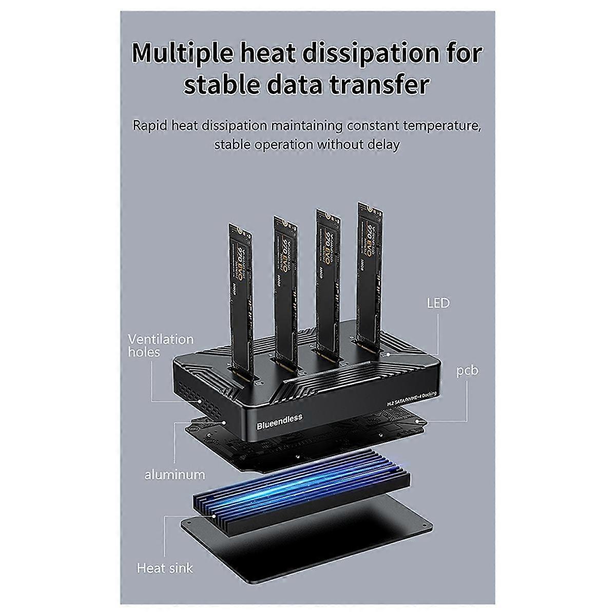 Vier Festplatten Festplatte Basis M.2 SATA / NVME Dual Protokoll Online Lesen Schreiben SSD Externe Laufwerksbasis EU STECKER