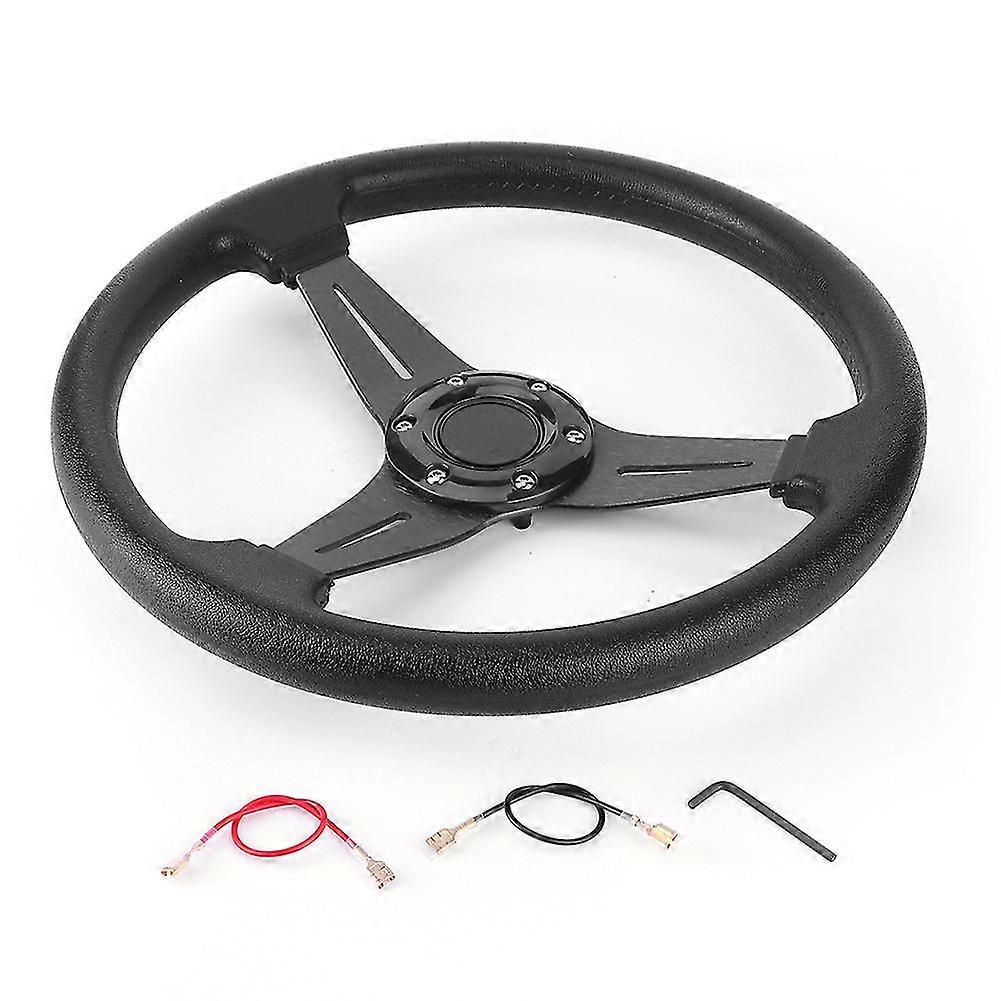 Black Universal Racing Car Drifting Steering Wheel Replacement Accessory - 14in