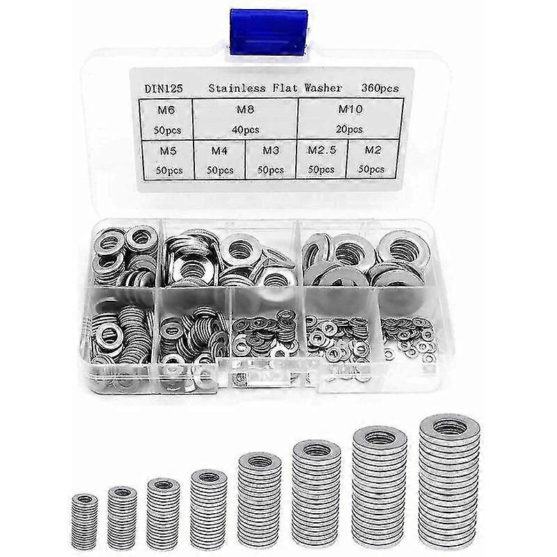 360 Stcke 304 Edelstahl-Unterlegscheiben-Sortiment, Metallunterlegscheiben, Abflussdichtung, Trscharnier-Unterlegscheiben, Handwascher-Sortiment Unter