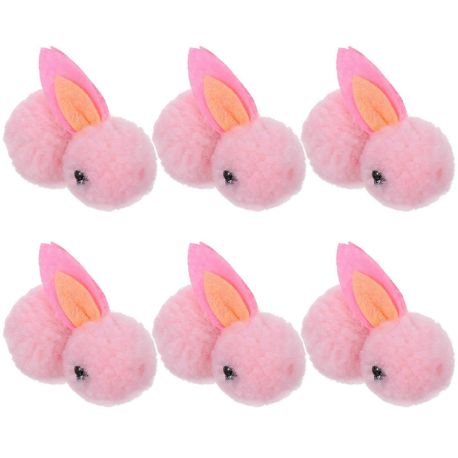 6pcs Christmas Plush Rabbit Ornament Adorable Xmas Tree Decoration Scene Props