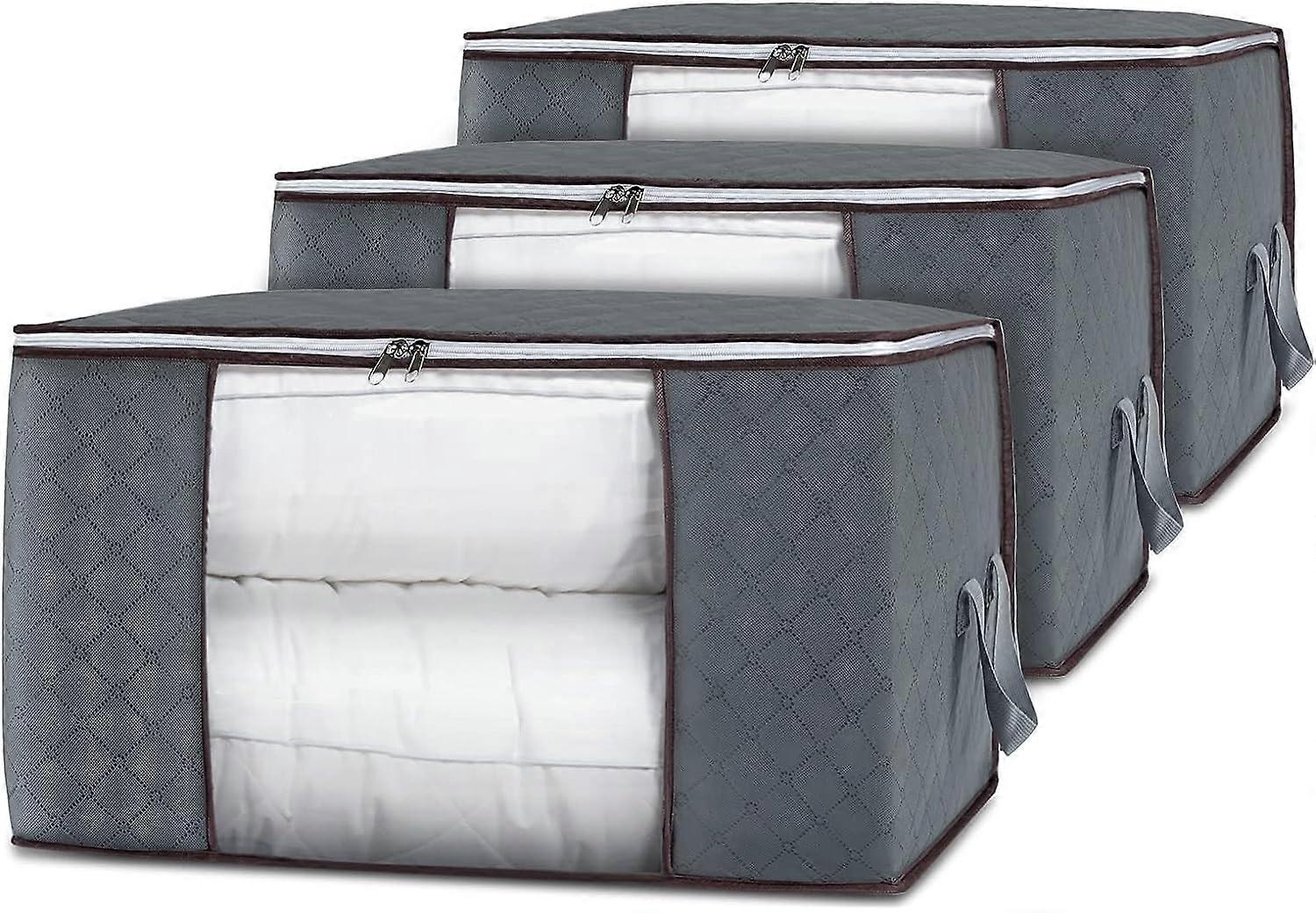 3 Pc Clothes Storage Bag Organizer with Reinforced Handle,Under Bed Storage