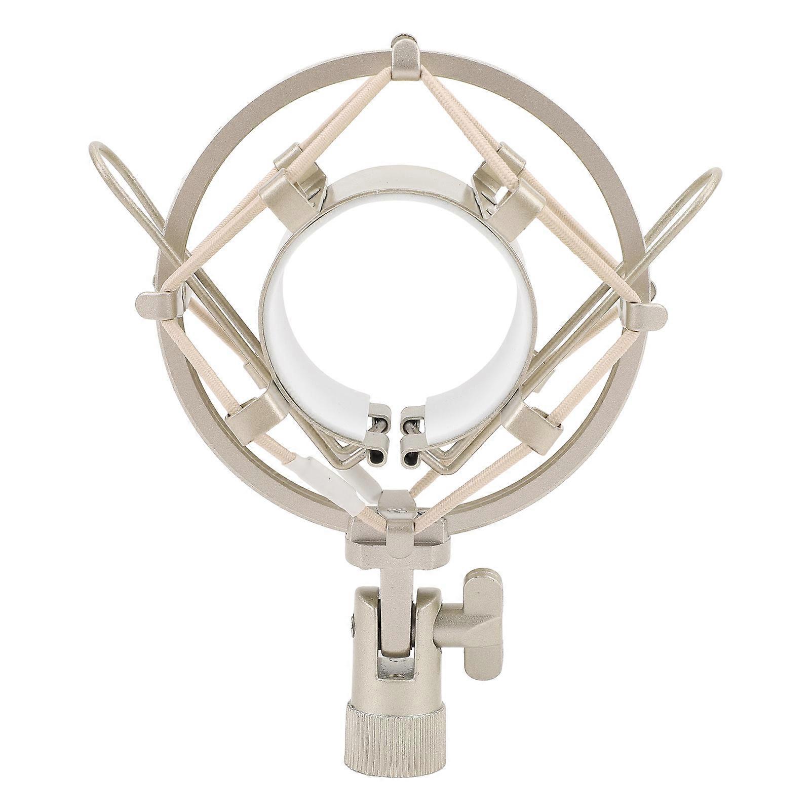 Microphone Shock Mount ABS Anti Vibration Mic Holder with 5/8 to 3/8 Conversion Nut for Diameter 45‑50mm Round Microphone Gold