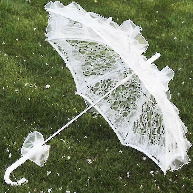 60 سنتيمتر النساء السيدات القطن الرباط المظلة مظلة الزفاف حفل زفاف اليدوية -5