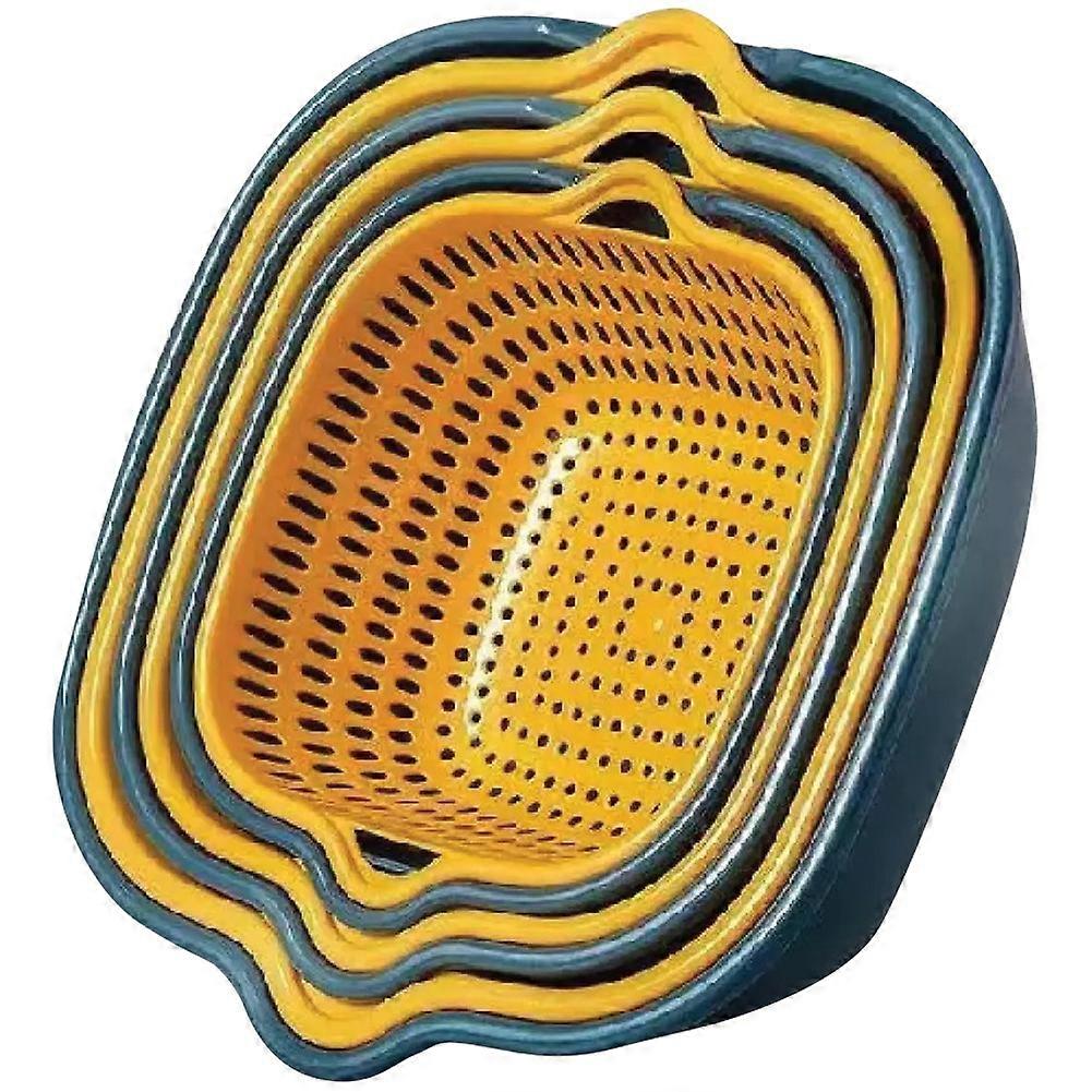 Kitchen Colander Bowl Pasta Strainer Plastic Fruit Bowl Colanders Three-Layer Draining Bowl Vegetable Washing Basket