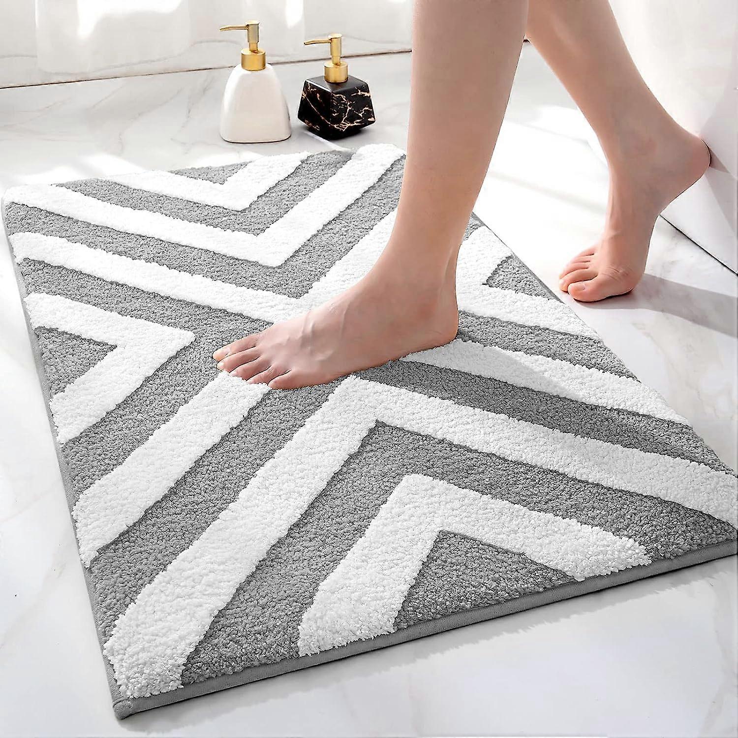 Non-Slip Bath Mat, Soft Microfiber Shower Mat, Water Absorbent, Machine Washable, 50*80cm, Light Gray