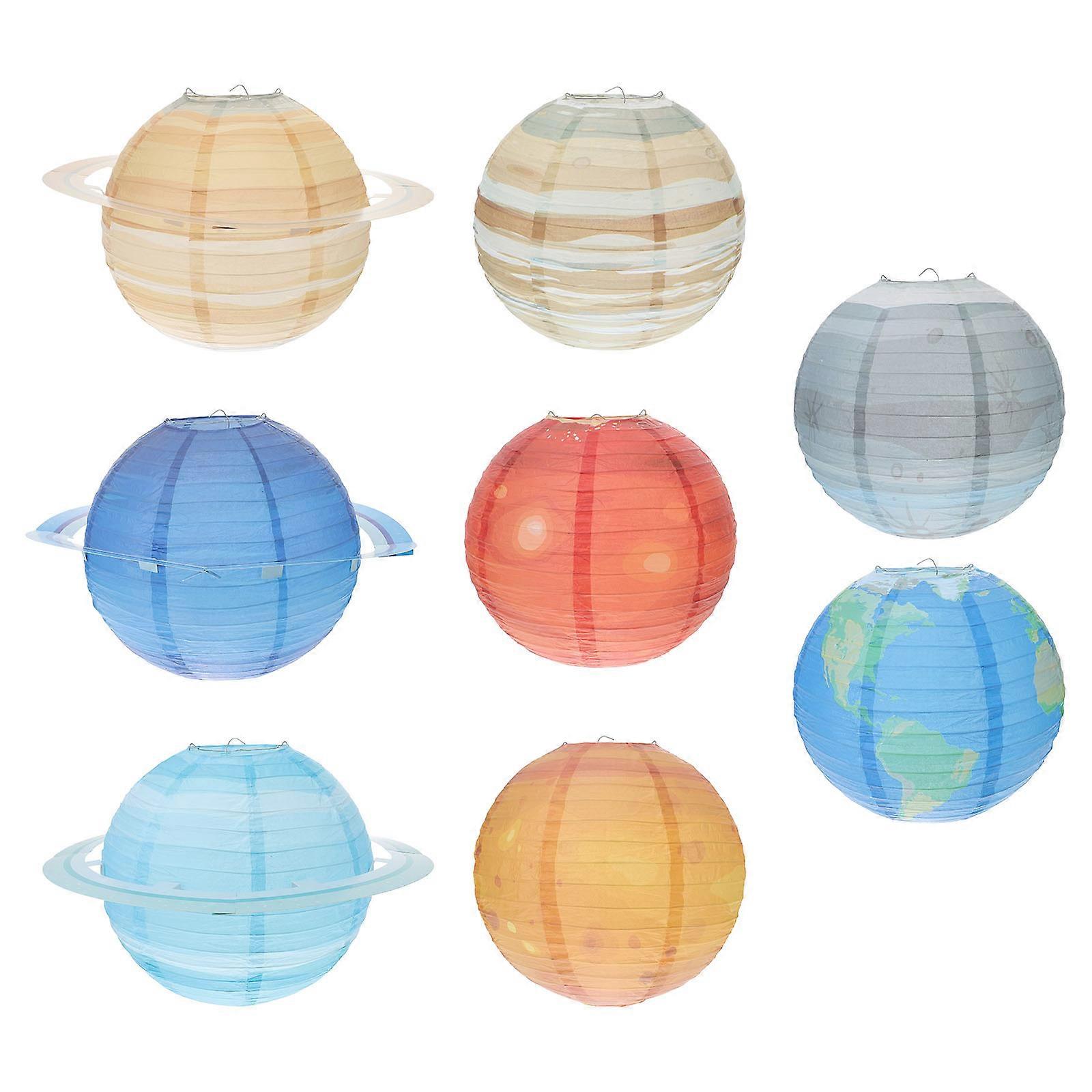 8pcs Solar System Paper Lanterns Outer Space Hanging Paper Lanterns Birthday Party Decorations