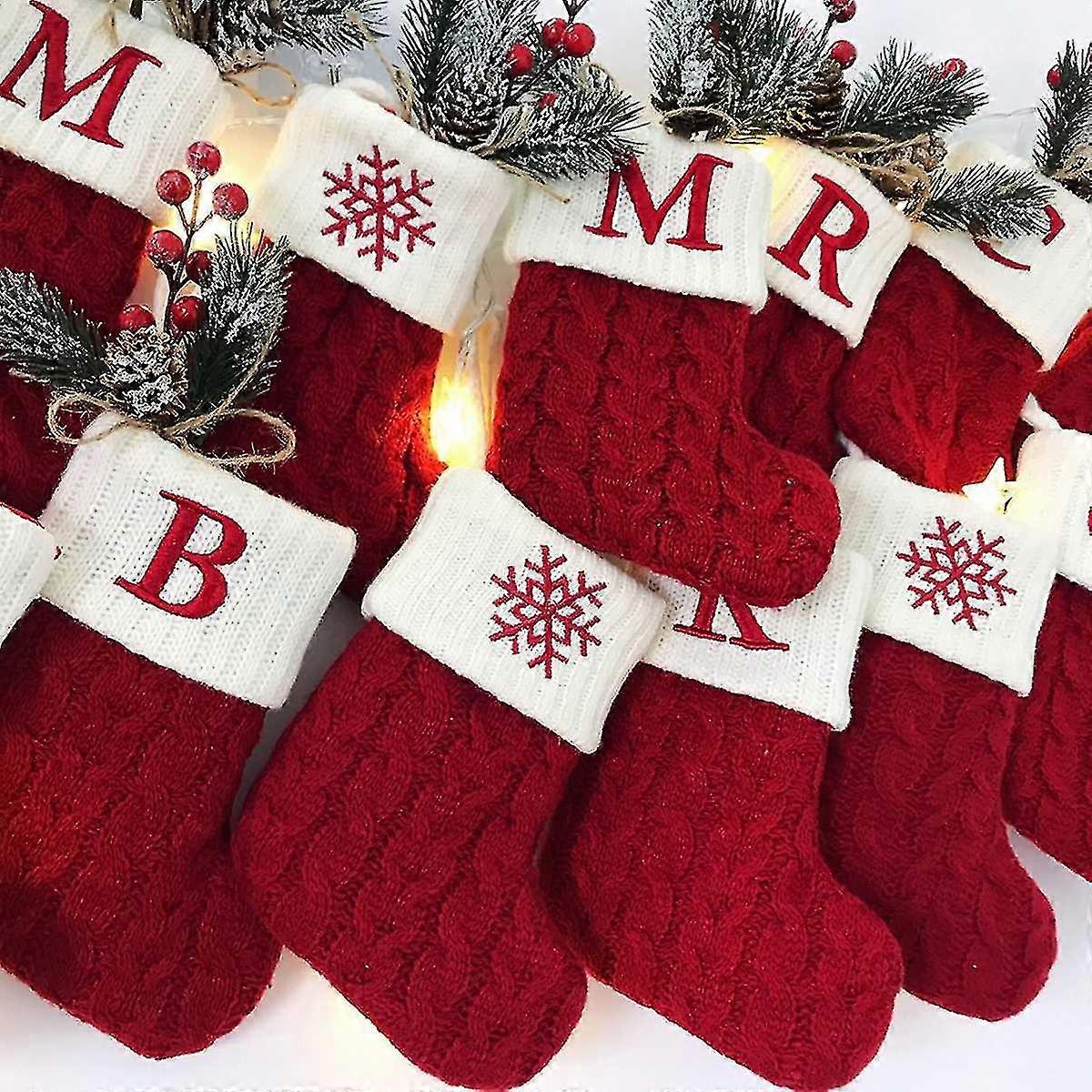 عيد الميلاد الأبجدية الحياكة الجوارب شجرة عيد الميلاد الحلي زينة عيد الميلاد للمنزل 2022 Navidad Noel 2023 هدية عيد الميلاد