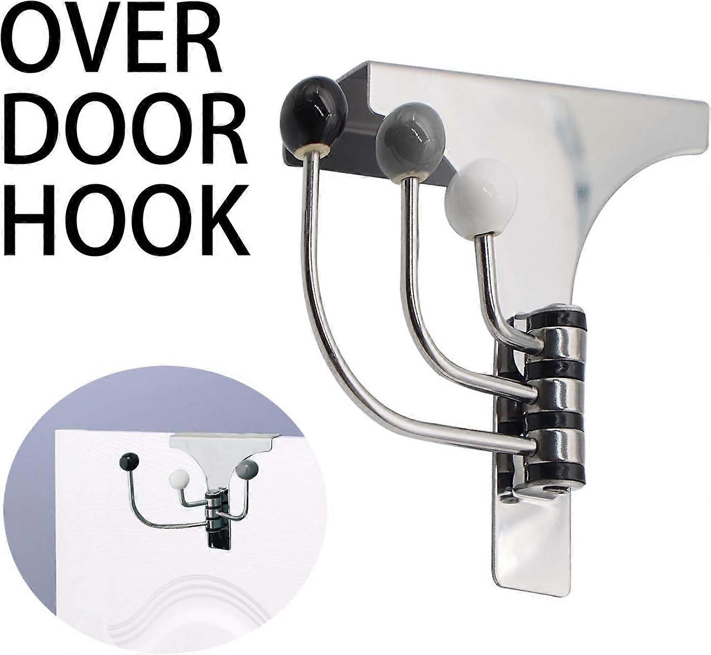 Lertreeuk 3 Swivel Hooks Rack For Coats, Hats, Scarves, Towels, Bathrobes, 3 Rotating Hooks For 4.5 Thick DoorNEW5